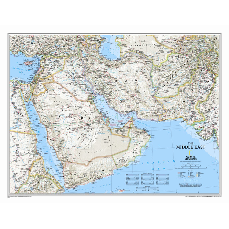 Middle East Wall Map, Tubed