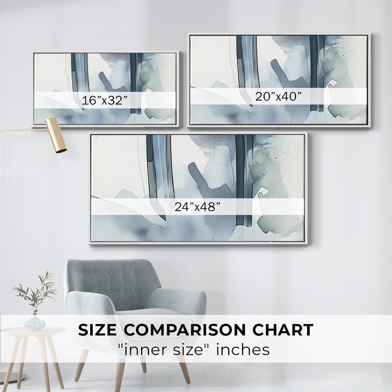 Série abstraite - DCXCVII - Toile tendue avec châssis encadré - Prêt à être accroché, H 21 po x l 41 po, Blanc