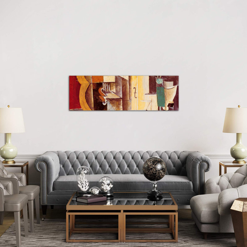 Violin & Guitar by Pablo Picasso - Panoramic Painting on Canvas, 121.92 cm H x 40.64 cm W x 1.91 cm D, No Frame