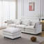 Canapé modulaire rembourré en tissu de chenille doux, canapé modulaire 3 places avec repose-pieds-1947730980
