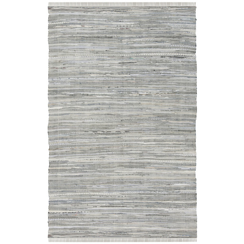 Tapis abstrait en coton tissé à la main Wincanton, Rectangle 5 pi x 8 pi