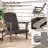 Patio Adirondack Chair With Rattan Padded Seat Wide Armrests & Hidden Cupholder Black-1023964326
