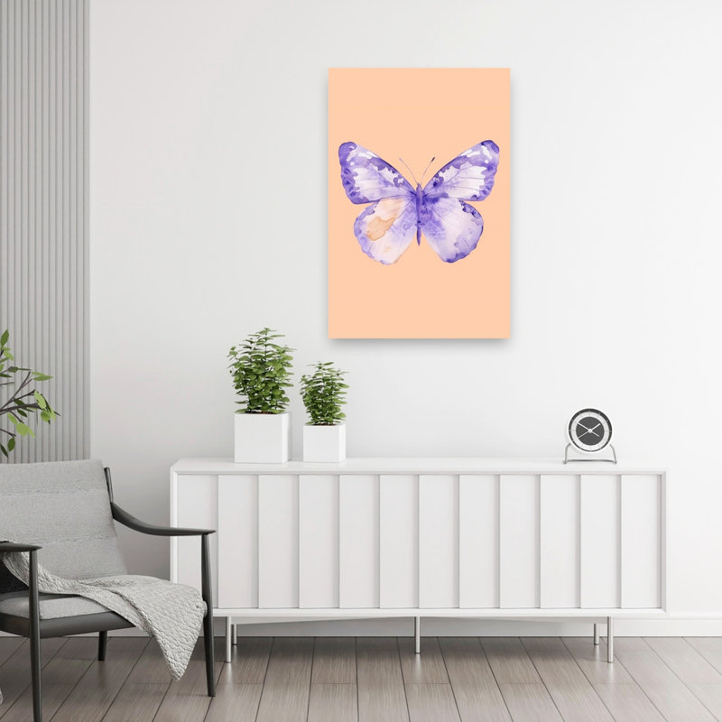 Purple Watercolor Butterfly Delicate Dreamy Ethereal Butterfly Lavender Violet Nature Wall Art Print 1 Piece Wrapped Canvas Wall Art