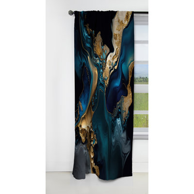 Abstract Geode Marble Blue IV - Rideau en marbre abstrait - Rideau en marbre occultant - 1 panneaux