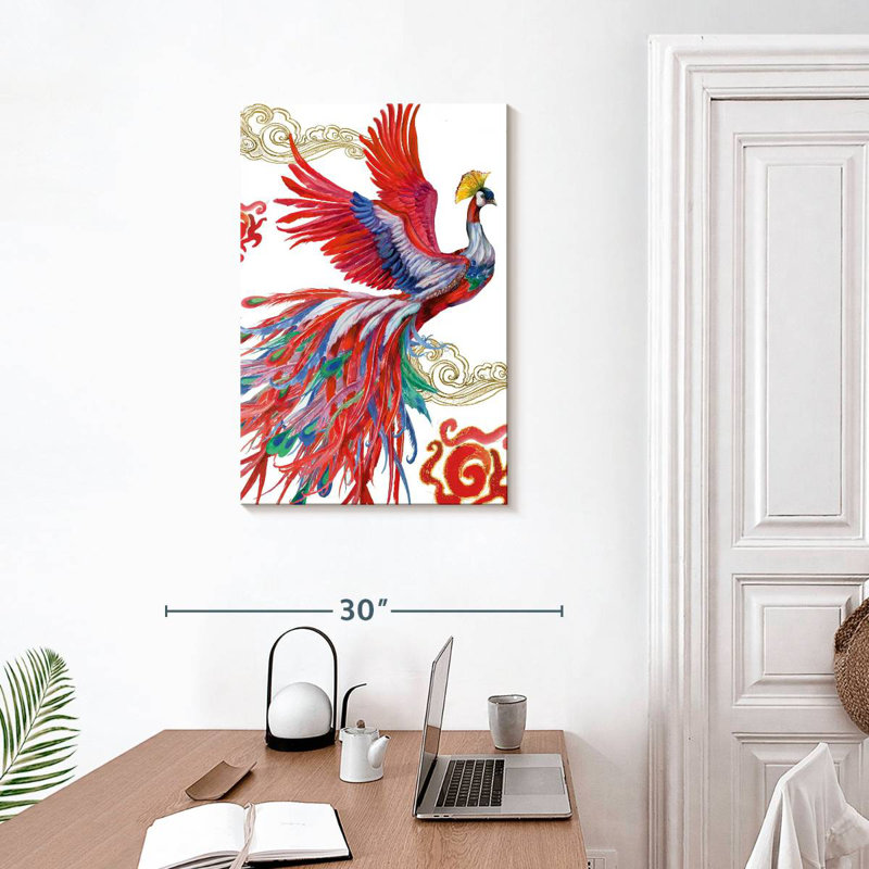 Brampt oiseau coloré Phoenix, H 30 po x l 20 po