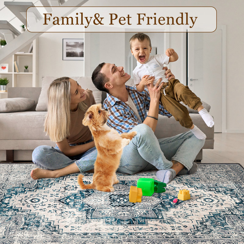 Rizza Washable Oriental Indoor Rug, Rectangle 4' x 6'