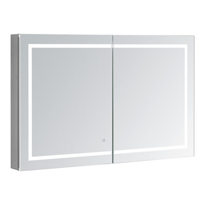 Armoire à pharmacie avec désembueur à DEL, l 48 po x H 30 po x P 5 po Rabun, miroir grossissant à DEL réglable 3X, prises électriques