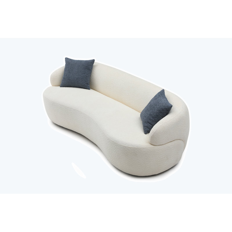 Curved Sofa, 3 Seat Cloud couch sofa Fabric Couch for Living Room, Beige Fabric