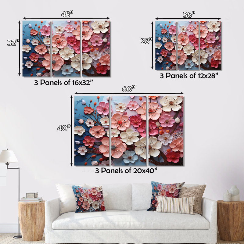 «Apple Blossom Harmony I», impression sur toile tendue 3 pièces, H 28 po x l 36 po x P 1 po