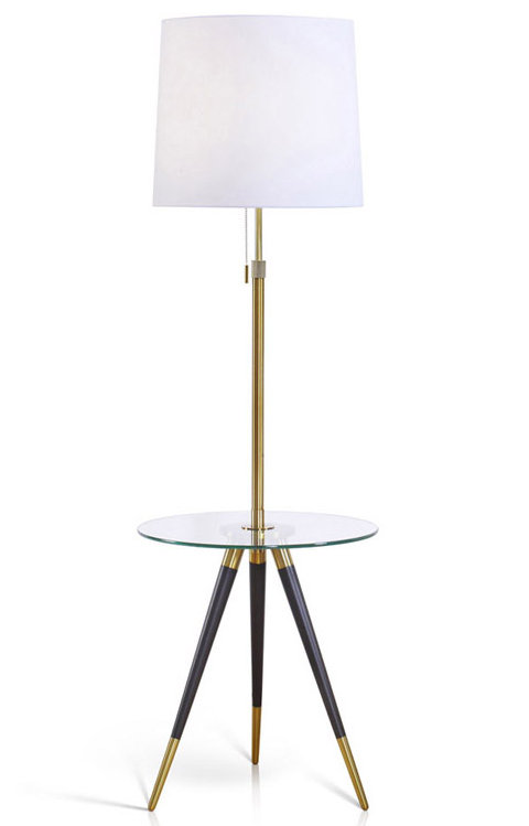 Lowrie 68'' Tray Table Floor Lamp, Antique Brass