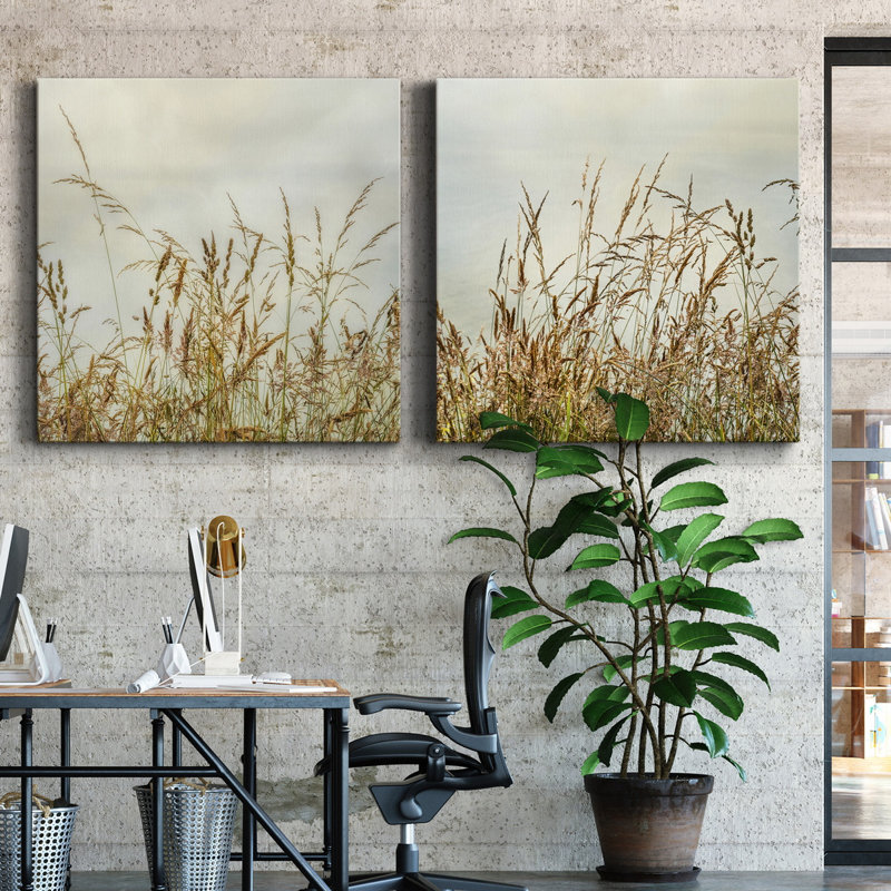 " Bluff Grass I " 2 - Pieces, 16" H x 16" W x 1" D