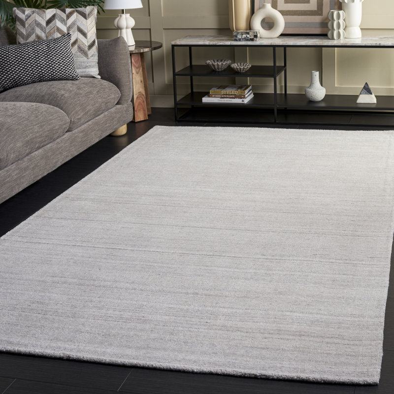 Messier Striped Hand-Woven Flatweave Beige Area Rug, Rectangle 5' x 8'