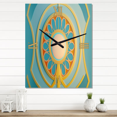 Horloge murale rose sur toile Art Nouveau I