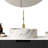 Round Ceramic Vessel Sink with Stone Pattern - Glossy Bathroom Basin Without Faucet