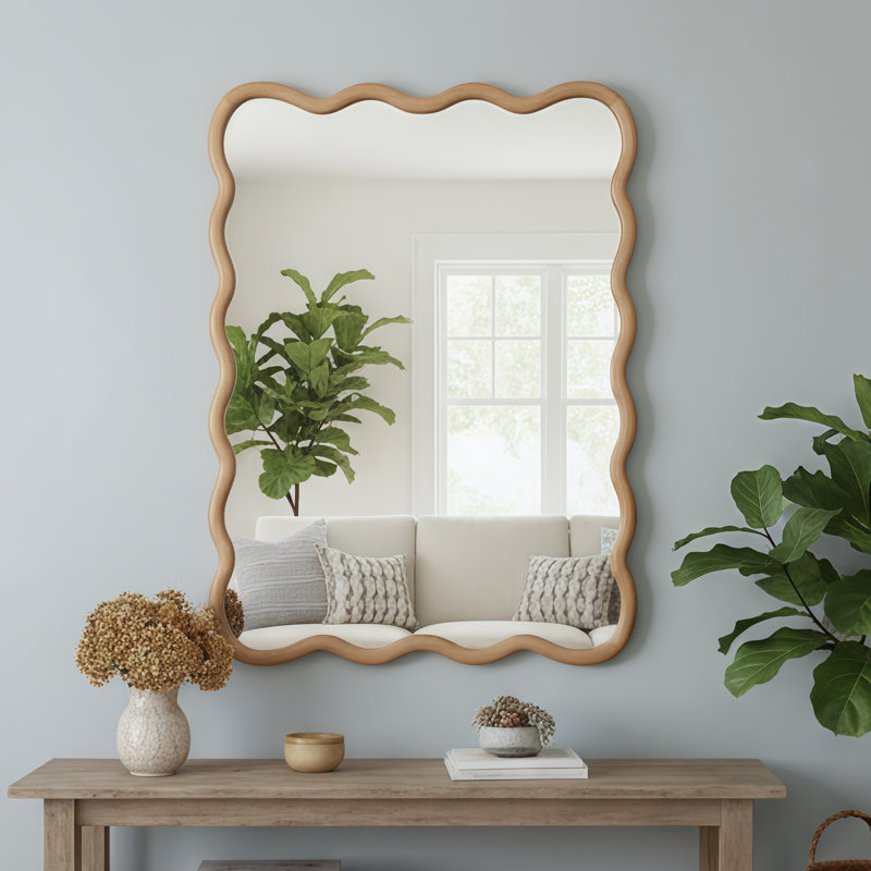 Miroir décoratif Wavy, Naturel, 30" H x 40" W
