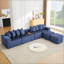 Canapé en U avec charge USB et sans fil, tableau de table basse et repose-pieds mobile, aucun assemblage requis-214706439