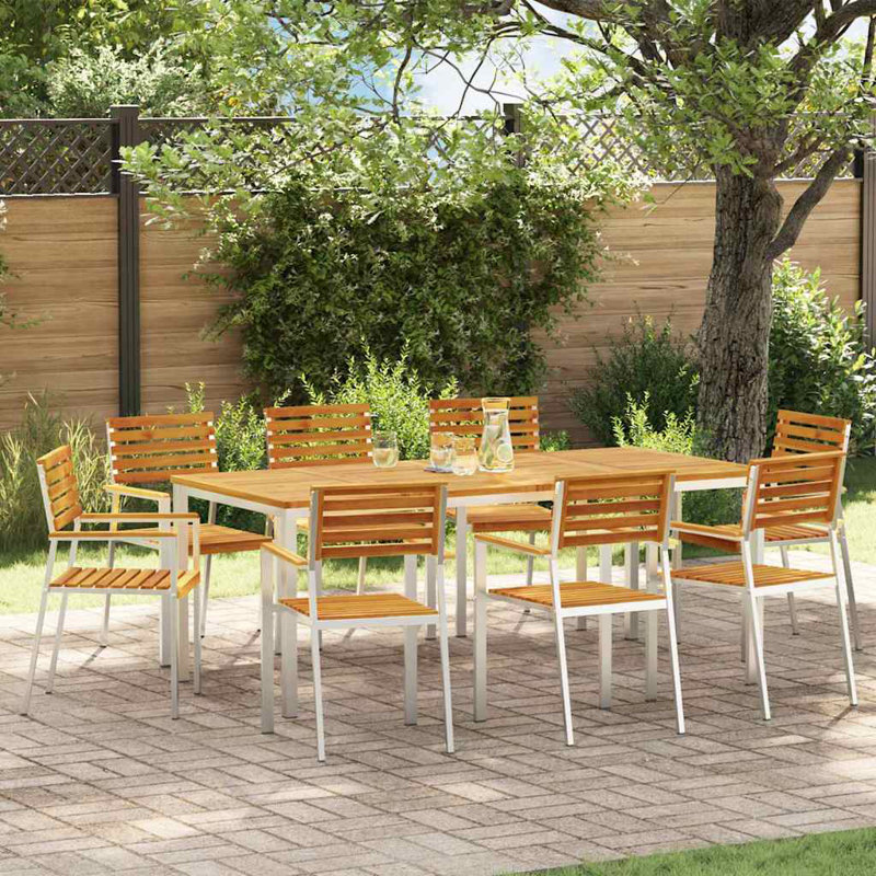 8 - Person Wood Patio Dining Set with Rectangular Table