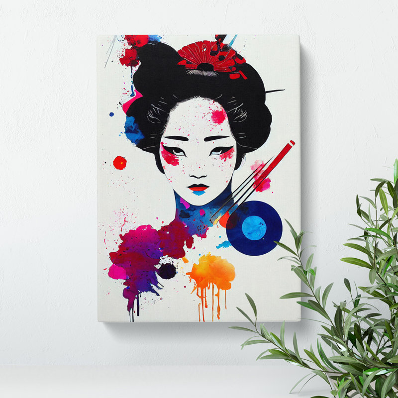 Splashed Geisha No.2 - Wrapped Canvas, 60cm H x 40cm W x 3cm D