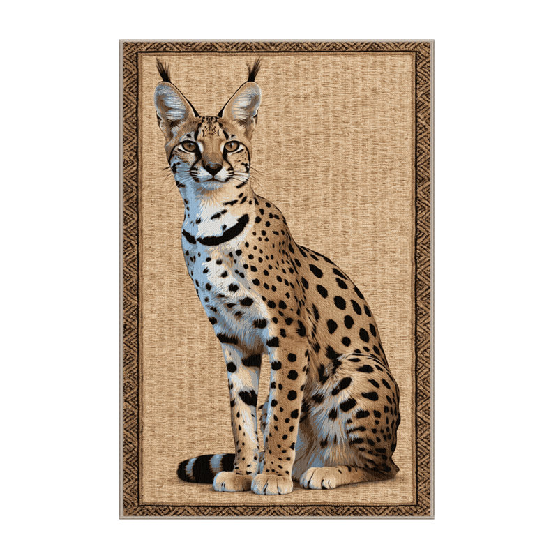 Washable Serval Wildlife Area Rug, Rectangle 2' x 3'