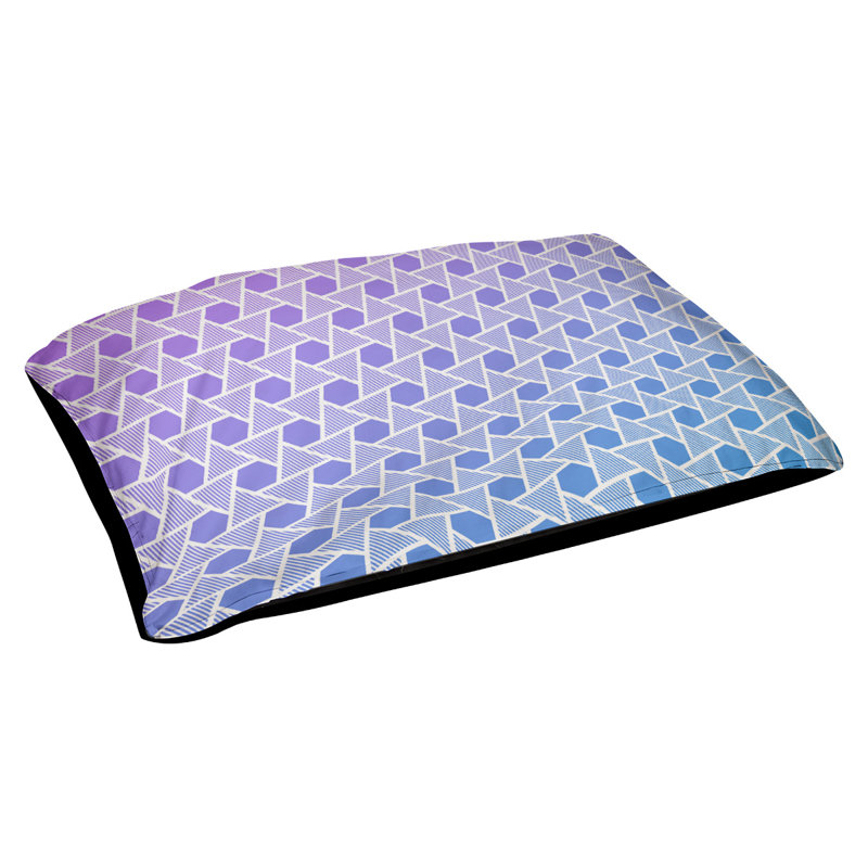 Coussin de lit à triangles hexagonals Byrge, Grand (l 50 po x P 40 po x H 7 po), Mauve / Bleu, Polyester