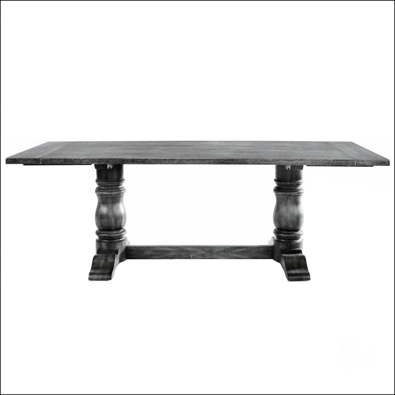 Rectangular Trestle Table With Double Turned Pedestal