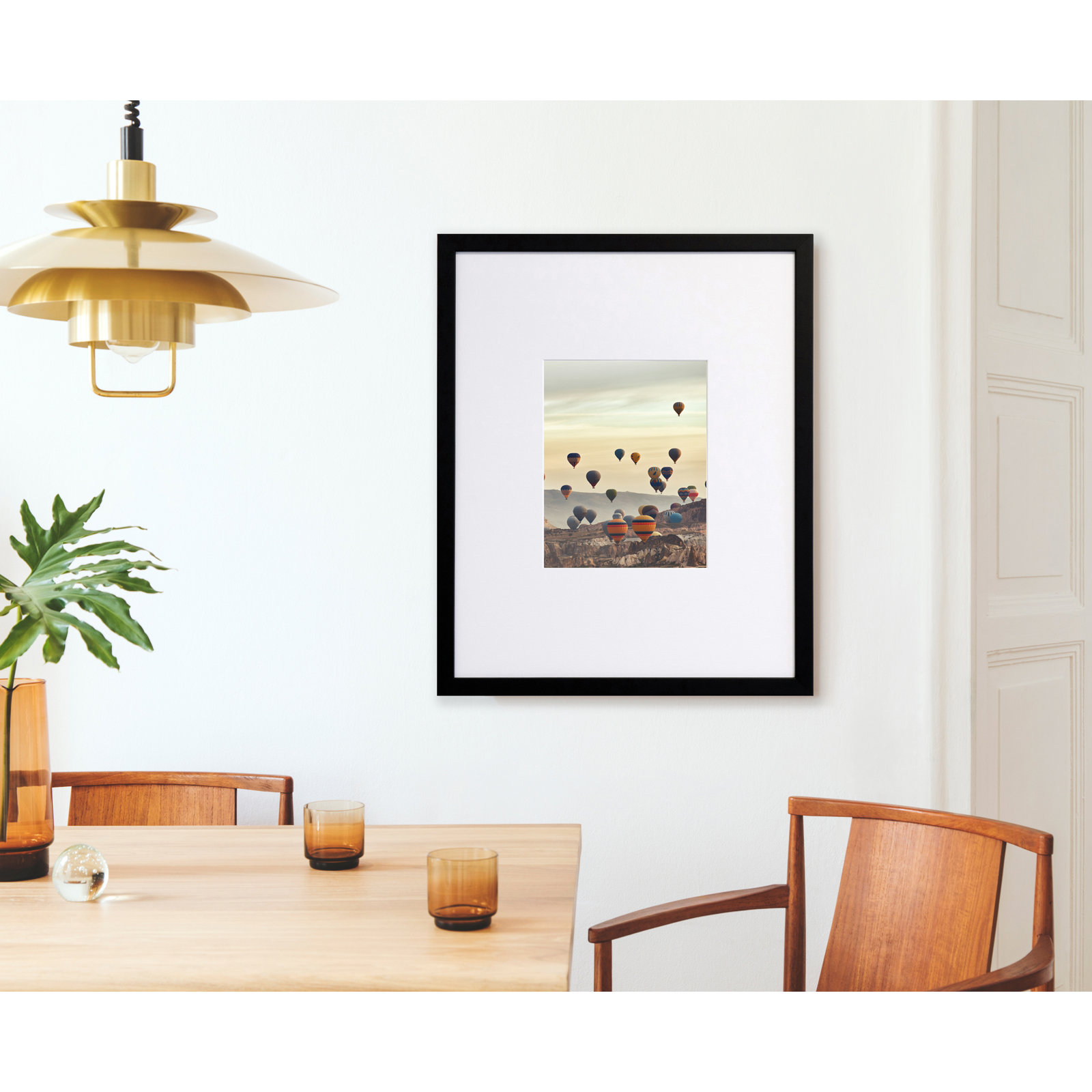 Naya Wood Beveled Picture Frame with Mat, Black, 24" x 36"