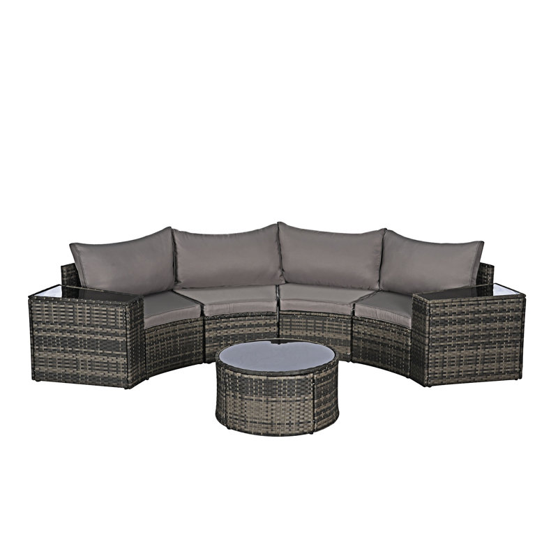 Ensemble de canapé modulaire 7 pièces avec table basse 7 pièces, Gris foncé