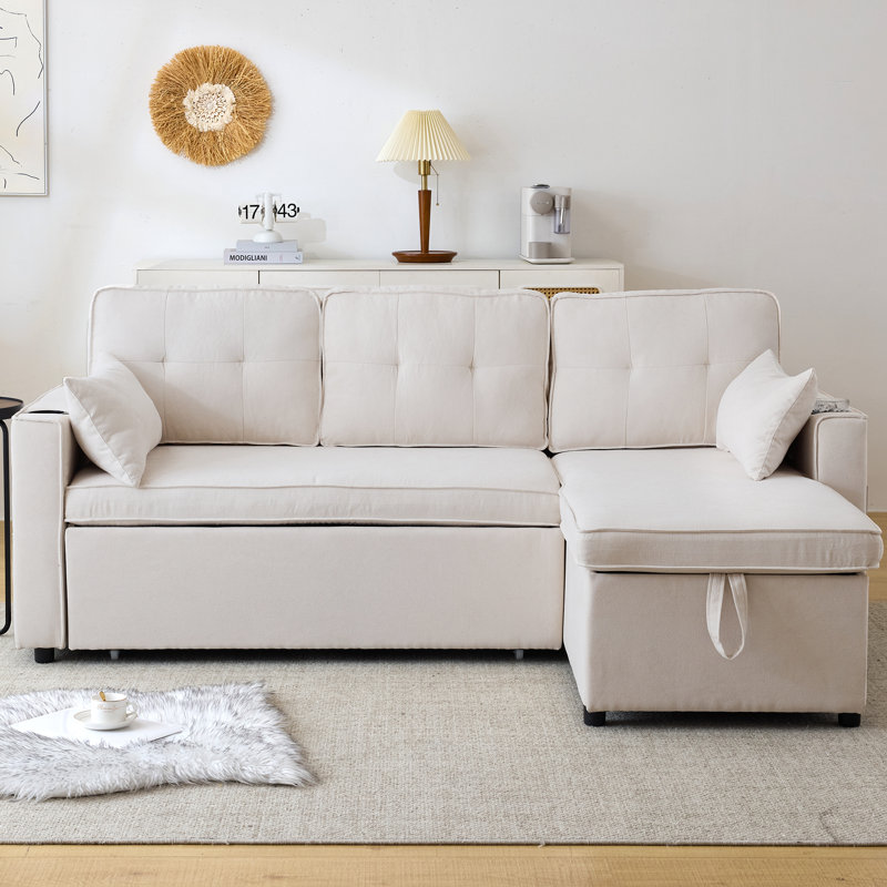 3 Seater Linen Sofa, Beige