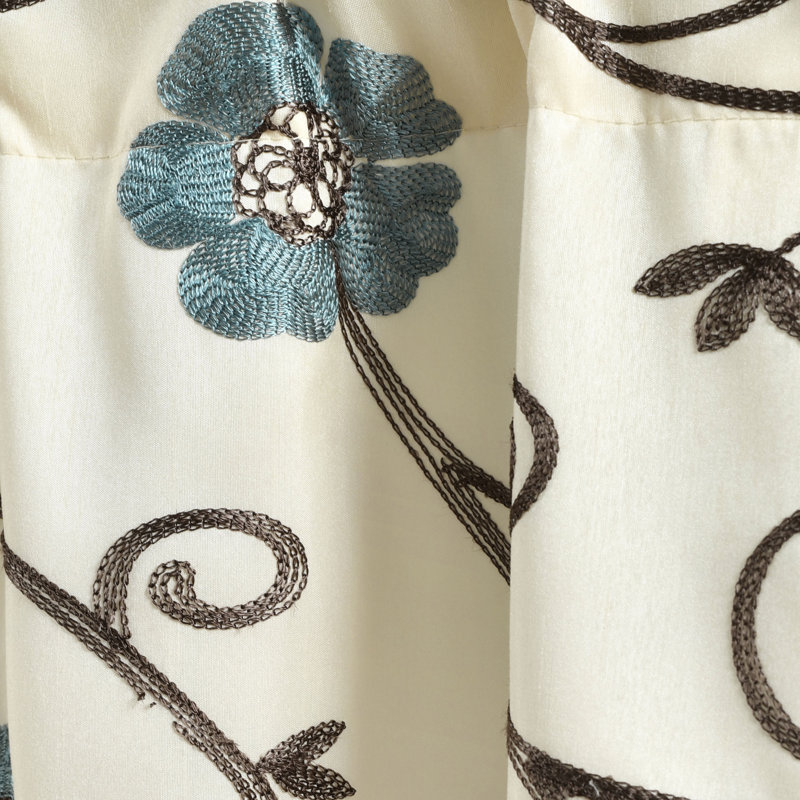 Floral Scalloped 42'' W Window Valance, Blue
