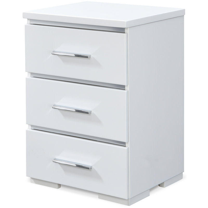 Table de chevet 3 tiroirs Sloan Belmont, Blanc