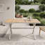 Table de salle à manger d'extérieur avec pieds en forme de X, résistante aux intempéries
