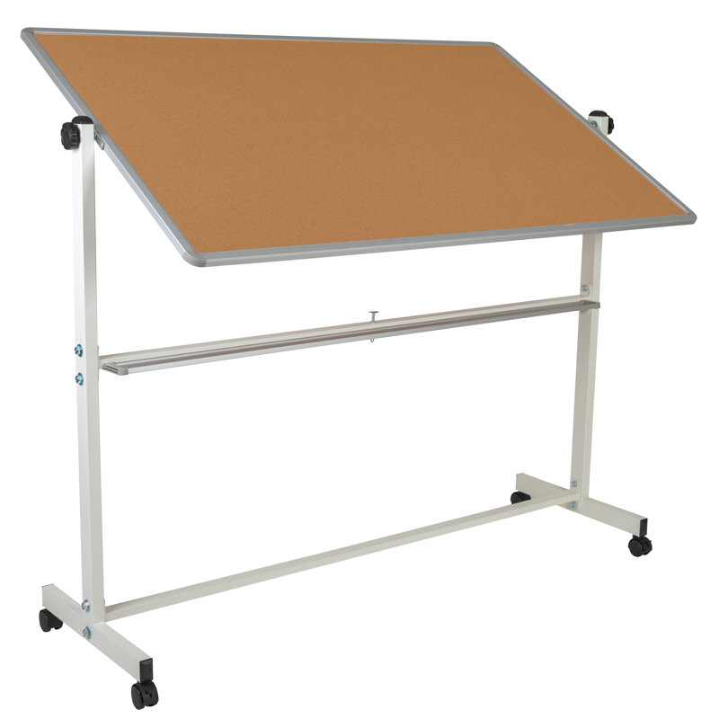 Tableau blanc mobile à double face avec plumier Hendrick, l 64,75 po x l 64,25 po, Orange