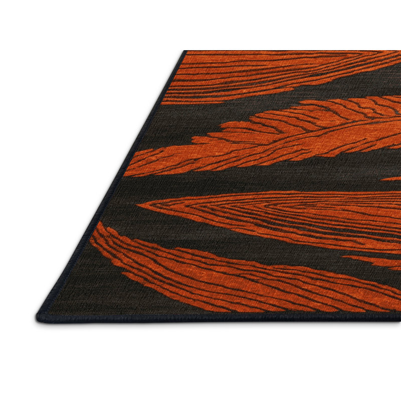 Machine Washable Art Deco Brown Area Rug, Round 3'
