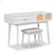 Ensemble coiffeuse 43,3 "en bois avec miroir rabattable et tabouret, coiffeuse avec trois tiroirs et espace de rangement