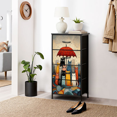4 Drawer Dresser for Bedroom, Narrow Chest of Drawers, Wooden Top and Study Iron Frame 18"x37.5"-(WxH)