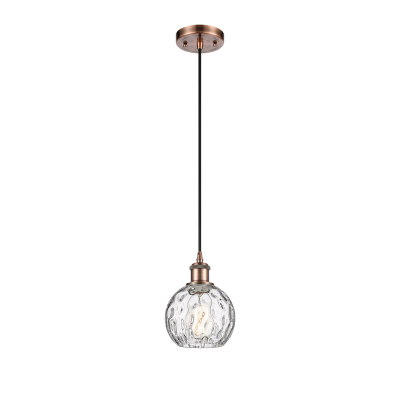 Luminaire suspendu sphère 1 lumière Roxane, DEL, H 8 po x l 6 po x P 6 po, Cuivre antique