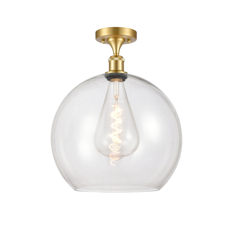 Plafonnier semi-encastré 1 lumière Cindi, H 18,38 po x l 13,75 po x P 13,75 po, Transparent, Or satiné