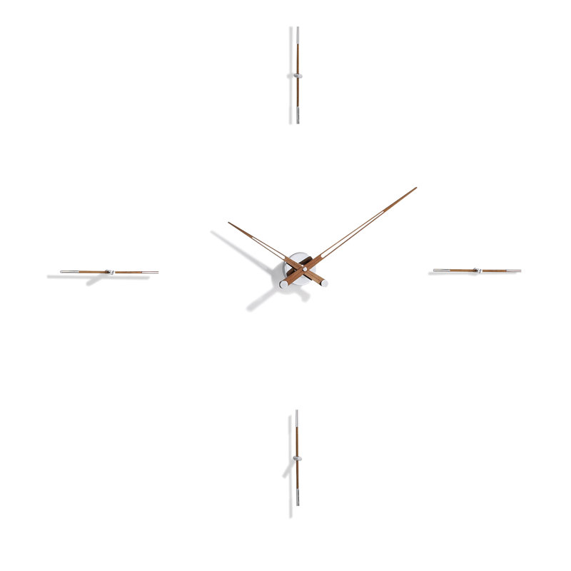 Horloge murale Merlin, Grand, Chrome/Walnut