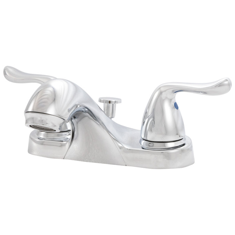 FlowCurve 4 in. Centerset 2-Handle Low-Arc Bathroom Faucet with ABS Plastic Pop-Up Drain in Polished Chrome