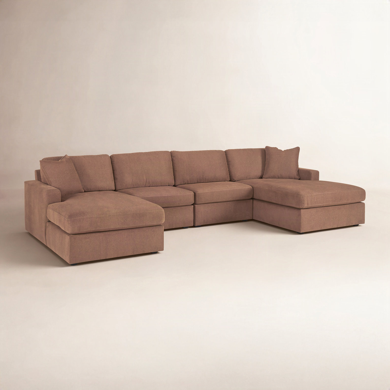 Modular Sectional, Brown Polyester