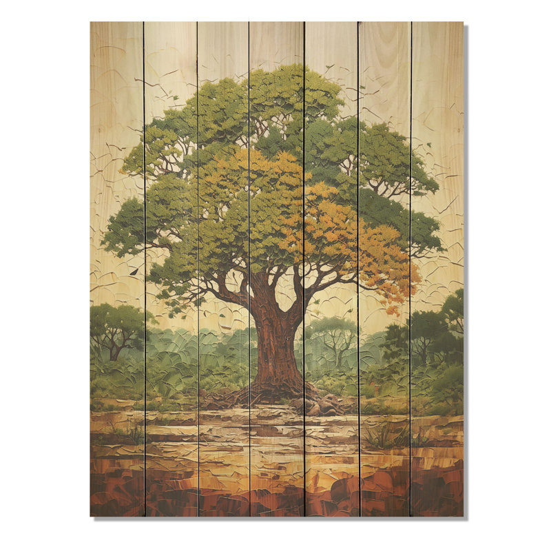 Baobab Majesty - arbre africain sur bois, H 44 po x l 34 po