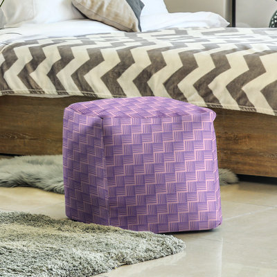 Repose-pieds cubique à rayures classic basketweave