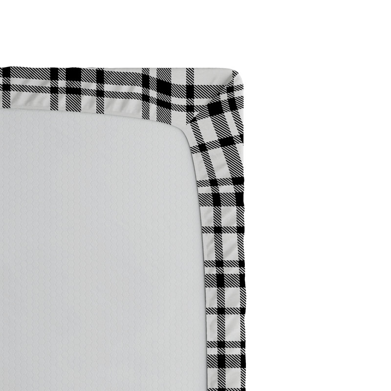 Ensemble de 2 draps-housses Ambesonne, Drap-housse de taille simple, Tissu écossais noir et blanc