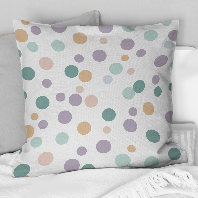 Coussin décoratif vert et mauve, H 18 po x l 18 po