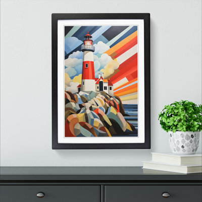 Lighthouse Constructivism - Single Picture Frame Print on Wood