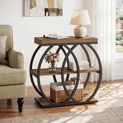 End Table With Storage Shelves