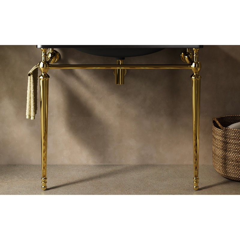 Meuble-lavabo doré de 36 po avec pattes en fer, barre à serviettes amovible pour un usage pratique, pattes autoportantes sans lavabo à assemblage simple - et charme rétro, bar, facile