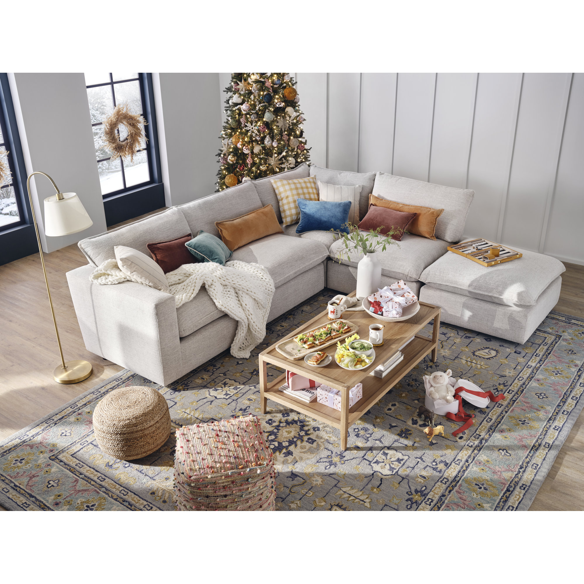 Adrien Hand Tufted Wool Blue Rug, Rectangle 3'6" x 5'6"