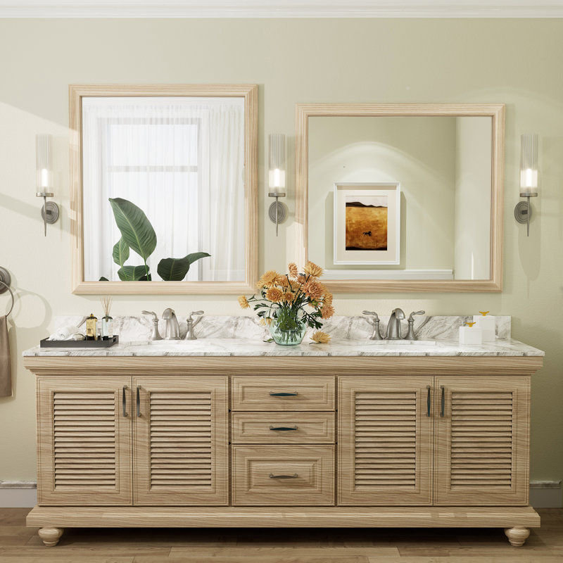 Miroir mural Amara, 40 po x 36 po, Bois jaune clair