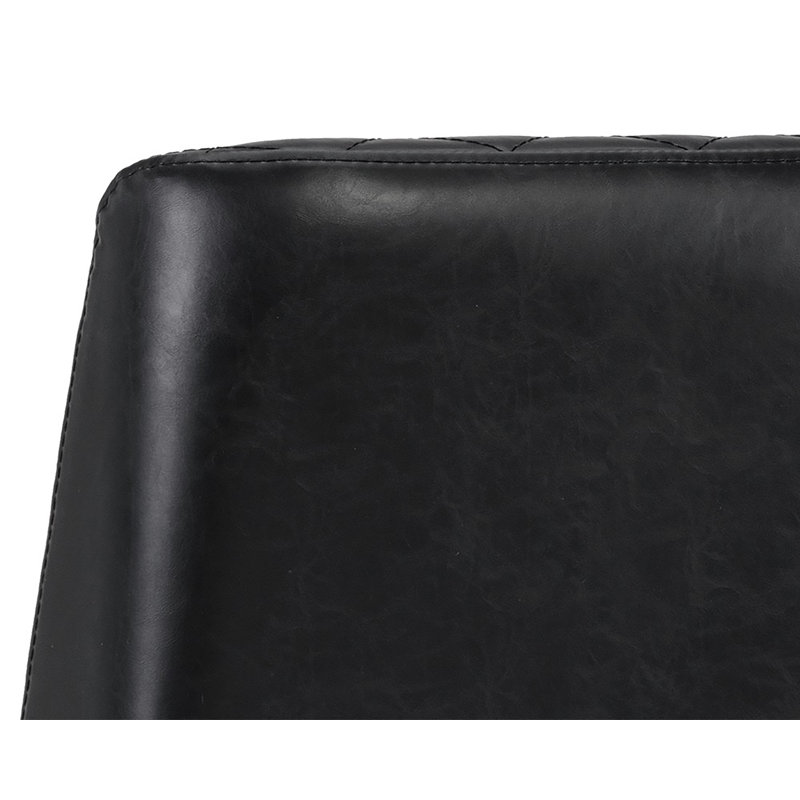5West Upholstered Stool with Metal Frame, Black Faux Leather, Bar Stool (30" Seat Height)